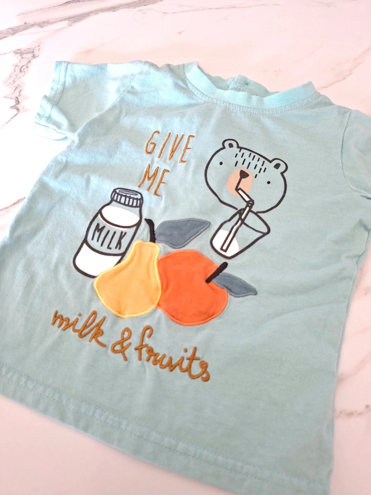 Blauw T-shirt met beren/fruit print - 23 maanden – photo 2
